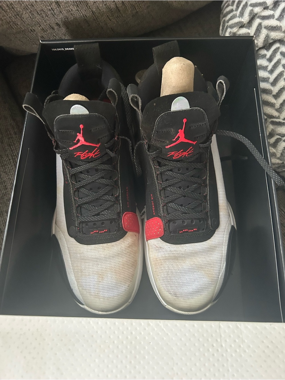 Jordan Men's Black, White and Red Flight Sneakers